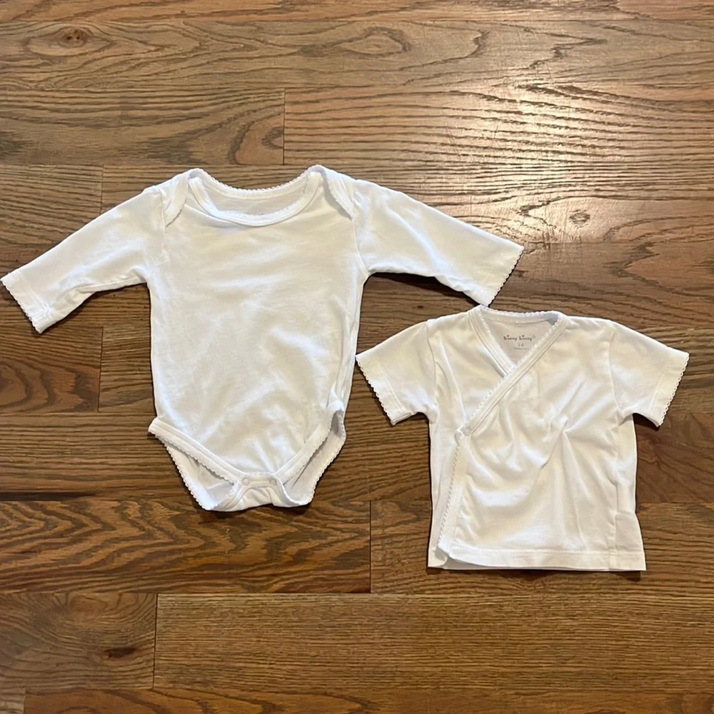 Kissy Kissy White Onesie and Top 3-6 months EUC